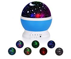Sunnest Veilleuse Enfants Projecteur Etoiles - Lampe Enfant de Projection LED, 8 Couleurs 3 Modes,Lampe dAmbiance Cadeau Décoration Anniversaire Soirée Noël
