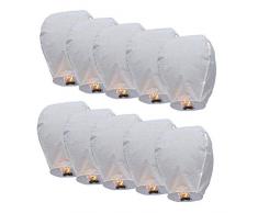 TellementHappy™ Lanterne chinoise volante 100% biodégradable blanche qualité supérieure en papier Le Lampion mesure 90cm*60cm idéal pour vos événements mariage fêtes nouvel an lot de 10