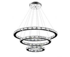 SAILUN® 96W LED Cristal Design Lampe suspendue, Trois anneaux (Φ: 30 cm + 50 cm + 70 cm) Pendentif lampe de plafond lumière lustre créatif Blanc Froid Lustre (96W Blanc Froid)