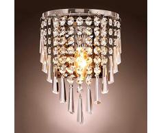 Glighone Applique murale en Cristal LED Moderne E14 Lustre Luminaire Eclairage Chromée Pour Cusine Salon Salle à Manger Chambre Bureau Couloir Resteaurant Bar 17cm*16cm
