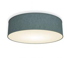 B.K.Licht plafonnier rond design épuré, Ø 400mm, abat-jour tissu gris-pétrole, luminaire salon salle à manger chambre couloir, pour 3 ampoules E14 (non incluses)