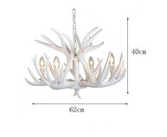 DRM Antlers vintage chandeliers / Lustres et Plafonniers Lampes / Lampes de plafond avec Bois Suspension Eclairage Lustre Antler en résine blanc Lustre Antler Salon Salle à manger Installation facile (4 lumières)