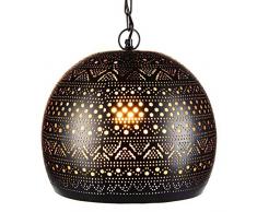 Lampe Suspension Luminaire marocaine Herera 30cm Noir E27 Douille | Plafonnier Lustre de Salon marocain oriental | Lanterne électrique indienne Vintage design décoration de maison orientale arabe