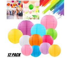 Lanternes en Papier 12 Pièces STARPIA Lampion Chinois Abat-jour en Papier 6 8 10 12 Ronde Lampes en Papier Boule pour Décoration Mariage Maison Anniversaire Fête Garden Party Plafond Noël