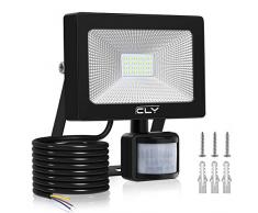 Projecteur LED Avec Détecteur de Mouvement 20W【Blanc Froid】, CLY Spot LED Extérieur Avec Détecteur, Eclairage Exterieur Avec Détecteur, 6500K 2000LM, IP66 Pour Jardin, Garage, Entrée