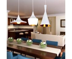 E27 Métal Retro Suspensions Luminaire Lampe Industriel Vintage Plafonnier Luminaire Antique Pendante éclairage Vintage Aluminium Plafond Lustre Plafonnier Lampe LED Antique Suspensions Luminaire(Blanc)