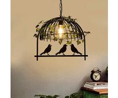 YLJYJ Créatif Suspension Luminaire,Art Fer Chandelier Cage à Oiseaux Décoration Végétale Créatif Plafond Suspension Ancien Lustre Raccord pour Café Bar Restaurant Décoration Éclairage