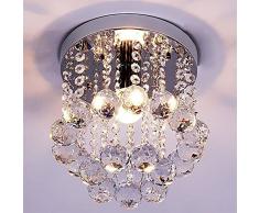 ZEEFO Lustres en Cristal, Mini Style Décoration Moderne Luminaire encastré avec Lampe de Plafonnier en Cristal K9 Pour Couloir, Bar, Cuisine, Salle à Manger, Chambre dEnfants D20cm