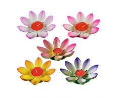 Uonlytech Lotus Bougie imperméable Flottante lumière de Lotus souhaitant Lanterne Lily Fleur Lampe pour Festival Piscine Jardin décoratif 5 pcs