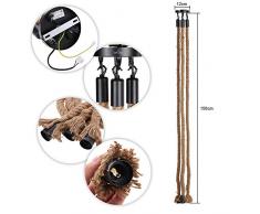 Tomshine 3 têtes de corde chanvre douille vintage 1.5M Lampe Suspension en Corde lampe industrielle pour Restaurant Bar Cafe décoration intérieure AC 220-240V ( Trois douilles, sans ampoule)