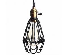 KINGSO E27 Lampe Suspension Lustre Cage en fer Abat-jour avec Douille Eclairage de Plafond Style Industrielle Vintage Retro(sans ampoule)