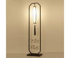 lampe moderne lampadaire oriental minimaliste classique forgé de plancher de fer avec abat-jour en tissu de lin pour un hôtel salon chambre