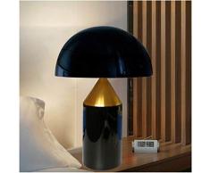Zhong$chuang Champignon lumière de nuit lampe de table lampe de chevet moderne mode simple métal lampe de chevet en verre de champignon lampe de chevet, noir et or, blanc (Color : A)