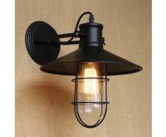 Lingkai Applique Murale Industrielle Ajustable Rustique Retro Wire Cage Applique murale Vintage Style Accessoire d'éclairage intérieur (Single Lamp-Base Painted with Modern Black)