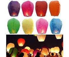 JRing 10Pcs Lanternes Volantes Chinoises en Papier Coloré Fly Candle Lamps for Christmas, New Years Eve, Wish Party & Weddings