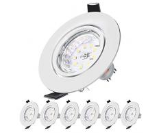 Spot LED Encastrables, 6x GU10 5W Equivalente 50W Halogène, 500LM Spots Encastré LED Blanc Chaud 2700K, 30° Orientable 120° d’éclairage, 230V Plafonnier Encastré, Non Dimmable