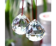 Suspension BTSKY à 2 boules en cristal transparent prismatiques de 50 mm avec boîte cadeau pour décoration dintérieur, mariage, feng shui