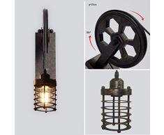 Applique Murale interieur, Retro Creative lampe applique noir Applique Murale Industrielle, Simple Design applique murale chambre Vintage Poulie décorative DIY Réglable Lampe Up and Down, Rustique Loft Fer applique murale led