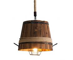 Les tonneaux en bois lustre lustre lustre lustre ancien hauteur industrielle lampe réglable E27 cuisine restaurant Table salon