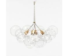 Luminaire Suspension Moderne Edison industrielle Abat-jour en Verre Lampe Plafonnier Pendant Lampe Edison E27 220V 4 lumières 12 Boules de Verre Installation Facile pour éclairage Cuisine Salle à manger Salon Chambre d'enfants et de restaurant