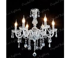 Ridgeyard Classique 6 Feux Pampilles Lustre Verre K9 Cristal Plafonnier Lampe Luminaire