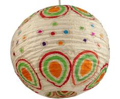 Guru-Shop Abat-jour Rond Corona Rond 35 cm, Abat-jour Rond en Papier Lokta, Blanc, DupapierLokta, Couleur : Blanc, Plafonniers Modernes Classiques