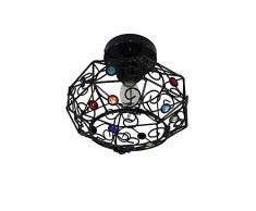Style marocain Plafonnier Luminaire Forme Ventilateur Lustre Industriel Éclairage Lampe Rétro E14*1Décoration en cristal Plafonnier Vintage Industriel Suspension Métal Luminaire