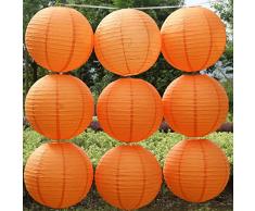 Bigood 9pcs Lanterne en Papier Boule Ronde Lampion Décoration pour Noël Mariage Fête 20cm