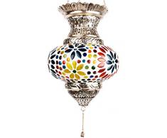 Photophore marocain en verre suspendu Alaa 21cm coloré | Bougeoir Lanterne marocaine à suspendre pour l’extérieur au jardin l’intérieur | Bougeoirs marocains pour décoration maison orientale