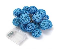 Guirlande Lumineuse Boule, Morbuy Batterie Lumineuse Boules 20 Led boules Longueur 2 Mètres Alimenté par Batterie Ficelle Lumière Décoration Pour La Saint Valentin Noël Fêtes Mariage d'autres Fêtes (Bleu)