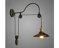 NIUYAO Lampe Applique Murale & Suspension Abat-jour Métal Rétro Industrielle Eclairage Décorative Réglable-Noir