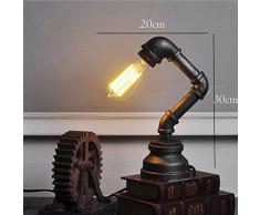 Glighone Lampe de Table Industrielle Rétro Vintage E27 en Métal Forgé Cuivre Tuyau d'Eau Eclairage Abat Jour Edison Décoration Lumière PourChambre à Coucher Cusine Salle à Manger Bar Café Resteaurant