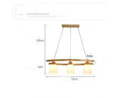 Plafonnier Suspension LED Table en bois et en verre Suspension Hauteur réglable Suspension Lampe suspension 3 * lampe E27 ampoule lampe pour le bureau, table, travail Chambre, Salon Capsule