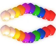 Alittle Lot de 20 Lanternes Volantes Multicolores Chinoise colorées fête soirée Mariage Romantique évenement Nocturne Plein air