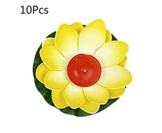 Shefii Lot de 10 lanternes flottantes en soie multicolores pour décoration de piscine, Tissu : coton, jaune, as shown