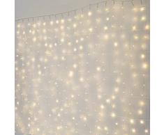 Festive Lights Rideau Lumineux Micro Câbles Cuivrés 2m x 2m - Éclairage 400 LED Blanc Chaud - Decoration Chambre, Mariages, Salon