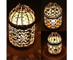 Livecity Antique Style marocain Lanterne Creux Bougeoir Support Mariage Romantique Decor, Fer, Blanc, 1