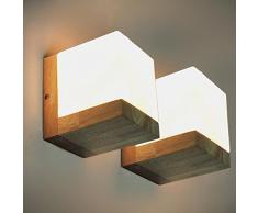 Injuicy Luminaires Vintage Industriel Applique Lampe Murale en Bois Rustique E27 Edison Led Rétro Verre Abat-Jour Lampshade Appliques de Type Bougeoir pour Chevet Maison Restaurants Corridor Bar Café