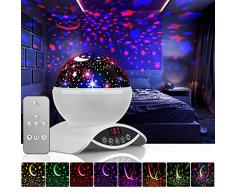 Amouhom Veilleuse Enfant Lampe Etoile Projecteur, Bébé Lampe de Chevet dAmbiance 361° Rotation Romantique avec LED Minuterie Auto Shut-Off pour Cadeau Fille Fils Anniversaire Soirée Noël