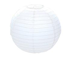 Abat-jour classique en papier blanc rond style bambou décoration de fête danniversaire, mariage, Bambou, blanc, 30 cm