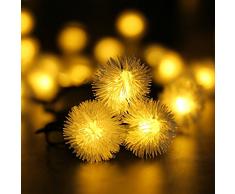 SUAVER 16.4ft/20 LED Guirlande Lumineuse Chuzzle Boule Lampe à énergie solaire lumineux de Noël extérieur étanche pour jardin décoration maison mariage fête de Noël