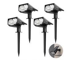 【4 Pack 12 LED】 Mpow Spot Solaire Extérieur, Lampes Solaires Etanche IP67 Projecteur Solaire Réglable avec Panneau Solaire 180° Eclairage Extérieur Solaire pour Jardin, Extérieur, Chemin, Allée