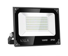 100W Lampe de Sécurité, 8000Lumen LED Lumière dInondation, 3000K Blanc Chaud, Projecteur de Paysage Extérieur Anti-foudre pour Jardin, Garage, Toit-terrasse