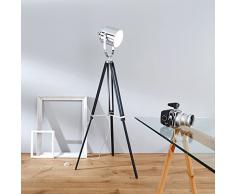 Brilliant 92789/76 Lampadaire Mettle Trépied Contemporain 60 W E27 230 V Chrome / Noir