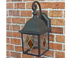 Rustique Applique murale en noir avec LED 230 V 1 x 12 W E27 Lampe murale en aluminium et verre pour jardin/terrasse jardin voie terrasse Ampoules Lampe éclairage
