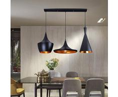 Restaurant Lampe Suspension Bureau Lampe Salon Lampe Pays Lampe Suspendue, Lampe De Chambre Lampe De Salle À Manger Suspension Lampes Élégant Noir Or En Aluminium Conception Hauteur Réglable L70CM