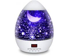 Lamp de Projection Enfant Veilleuse Bébé Etoile Lampe de Chevet dAmbiance 360° Rotation Romantique avec LED Minuterie Auto Shut-Off pour Cadeau Fille Fils Anniversaire Soirée Noël Ambiance Créatif