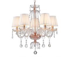 Saint Mossi Moderne Lustre En Verre De Cristal Éclairage Plafonnier Lustre Lampe 5 Bras Avec E14 Base Rose Finition Stores Tissus