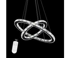SAILUN 48W Plafonnier LED Dimmable Cristal Design Suspendu Lampe Deux Anneaux Plafond Lampe Pendentif Lampe Creative Chandelier Lustres LED Plafond (48W Dimmable)