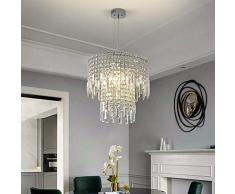 Modren luxe Chrome Crystal Clear Lustre Lampe Salon Salle à manger Chambre ronde LED Luminaires, Chrome, Dia40cm